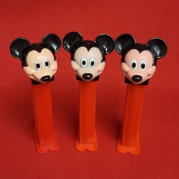 Vintage Mickey Mouse Pink Face Pez Dispensers Set of 3 - Picture 3 of 14